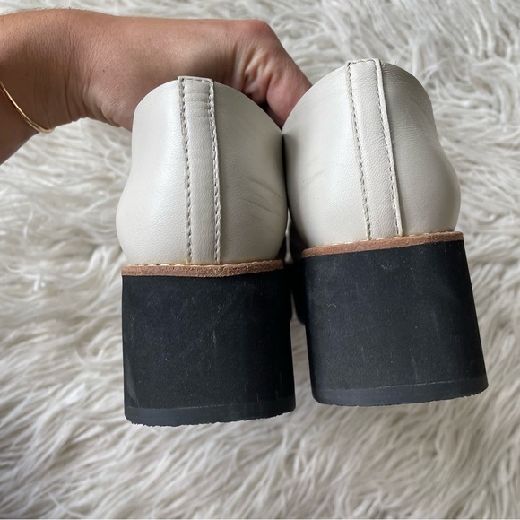 Anthropologie All Black Caroline Off White Lace Up Leather Platform Oxfords 39 - Picture 7 of 11